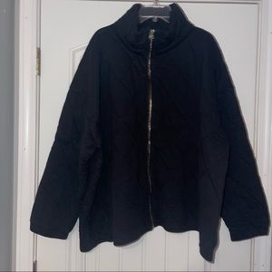 Black plus size quilted zip up jacket